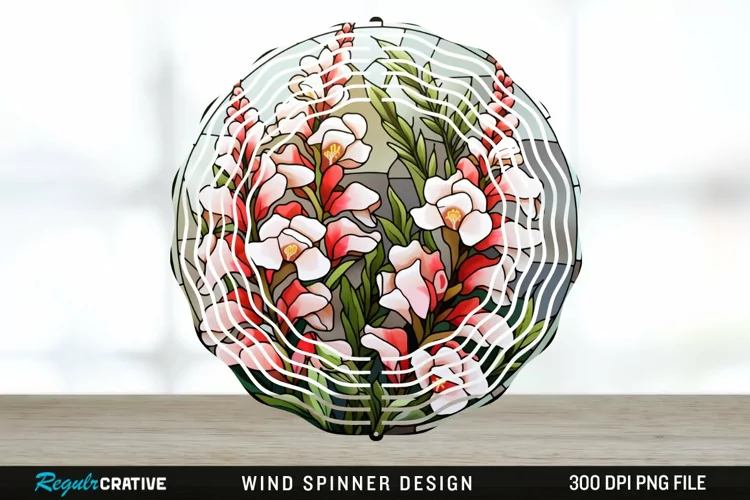 Stained Glass Snapdragon Flowers Wind Spinner Sublimation