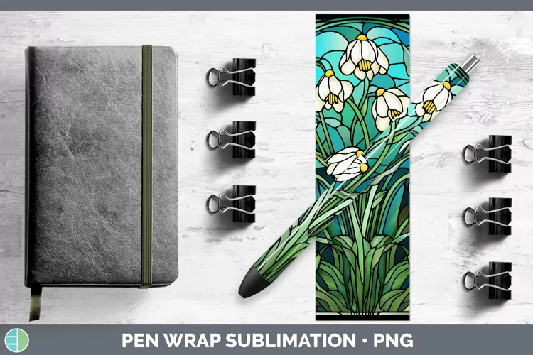 Stained Glass Snowdrop Pen Wrap Sublimation Epoxy Pen Design