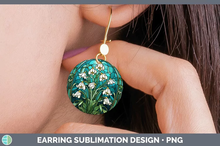 Stained Glass Snowdrop Round Earrings Sublimation Earrings D