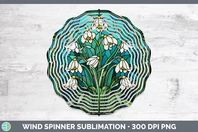 Stained Glass Snowdrop Wind Spinner Sublimation Spinner Desi