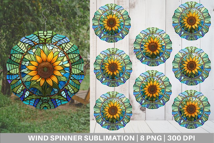 Wind Spinner Stained Glass Sunflower | Sublimation Spinner