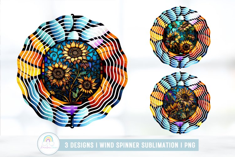 Stained Glass Sunflower Wind Spinner Sublimation Design