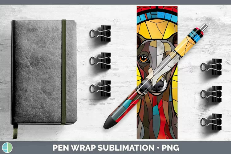 Stained Glass Whippet Pen Wrap Sublimation Epoxy Pen Designs