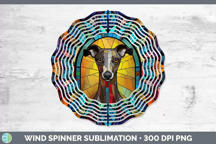 Stained Glass Whippet Wind Spinner Sublimation Spinner Desig