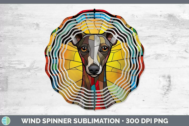 Stained Glass Whippet Wind Spinner Sublimation Spinner Desig
