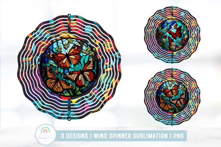 Stained Glass Butterflies Wind Spinner Sublimation Designs