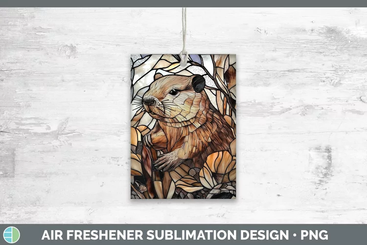 Stained Glass Woodland Beaver Air Freshener Sublimation Car