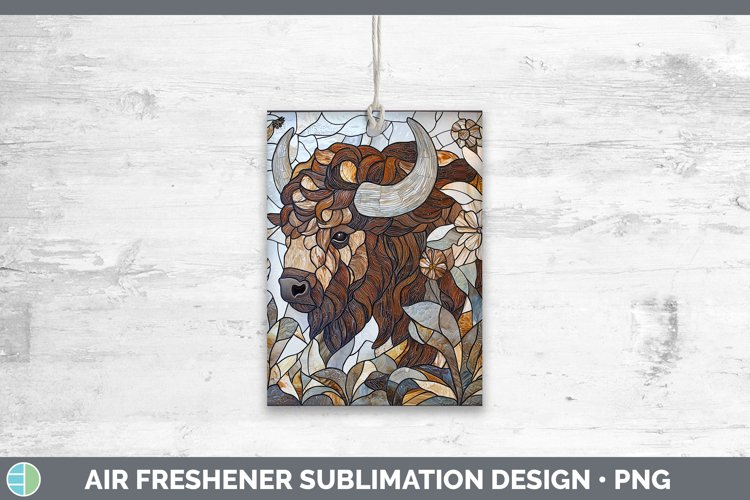 Stained Glass Woodland Bison Air Freshener Sublimation Car F