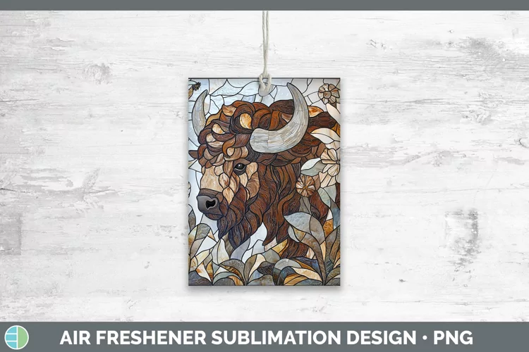 Stained Glass Woodland Bison Air Freshener Sublimation Car F