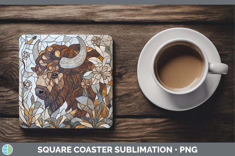 GorgeousStained Glass Woodland Square Coaster design.