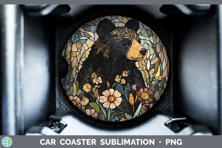 GorgeousStained Glass Woodland Car Coaster design.