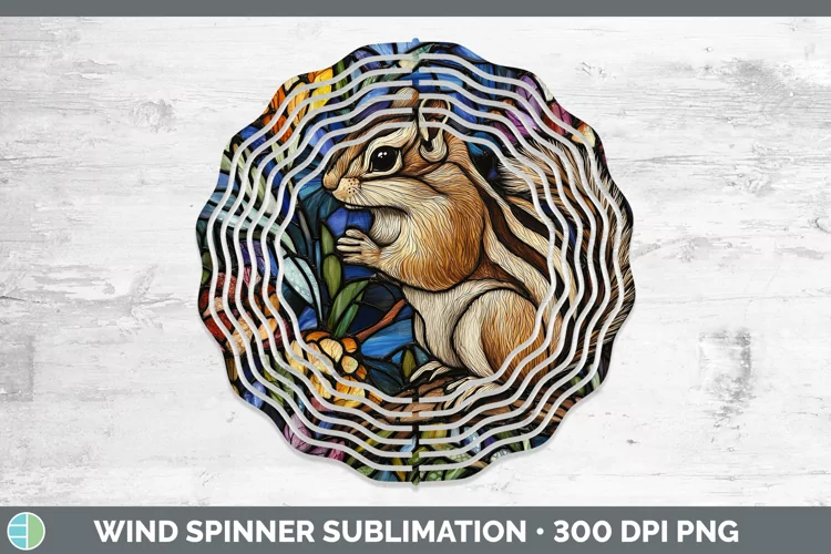 Stained Glass Woodland Chipmunk Wind Spinner Sublimation Spi