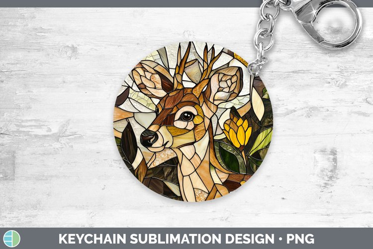 GorgeousStained Glass Woodland Keychain design.