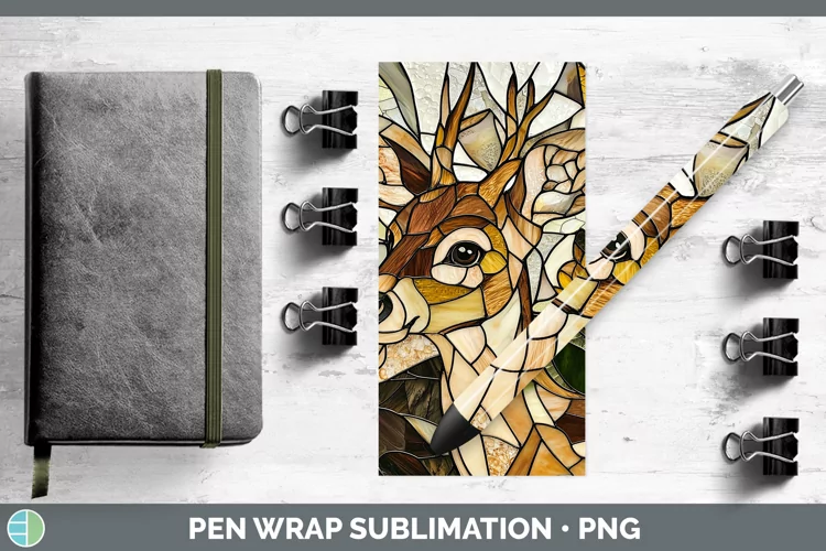 Stained Glass Woodland Deer Pen Wrap Sublimation Pen Designs