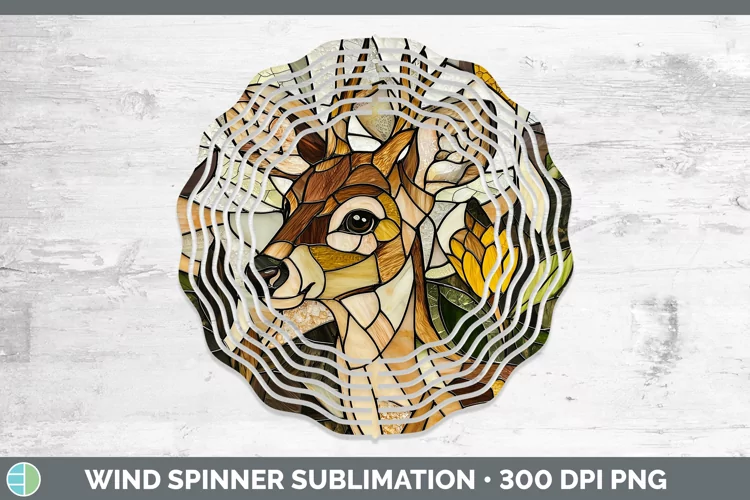 Stained Glass Woodland Deer Wind Spinner Sublimation Spinner