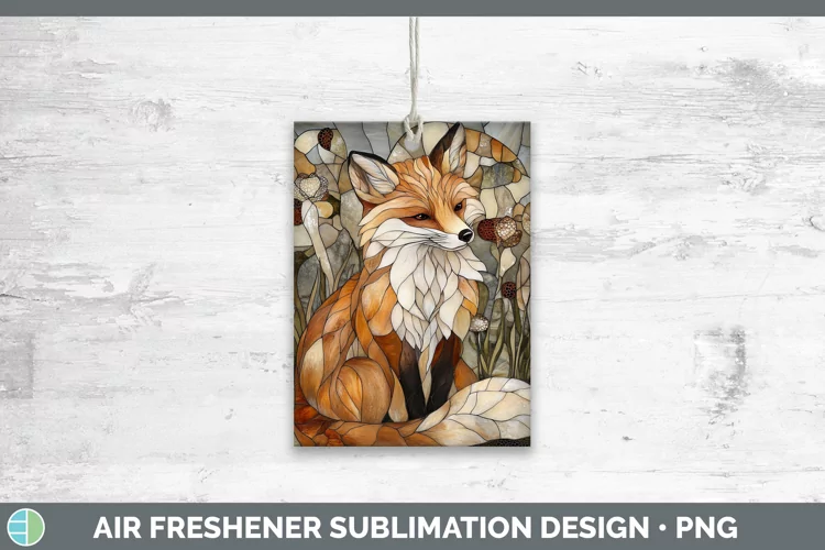 Stained Glass Woodland Fox Air Freshener Sublimation Car Fre