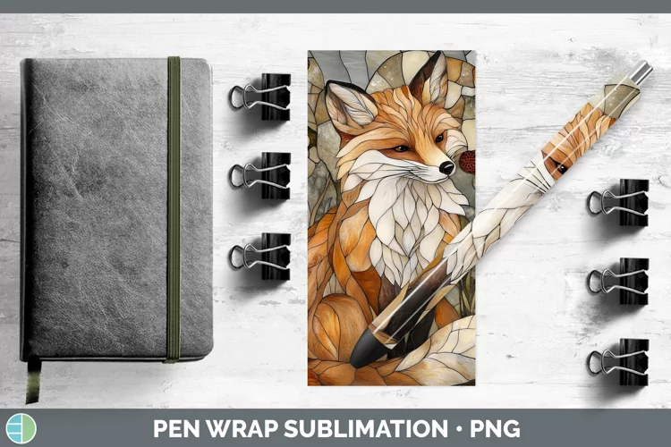 Stained Glass Woodland Fox Pen Wrap Sublimation Pen Designs