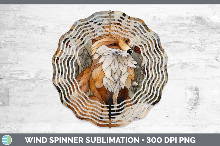 Stained Glass Woodland Fox Wind Spinner Sublimation Spinner