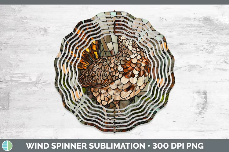 Stained Glass Woodland Grouse Wind Spinner Sublimation Spinn