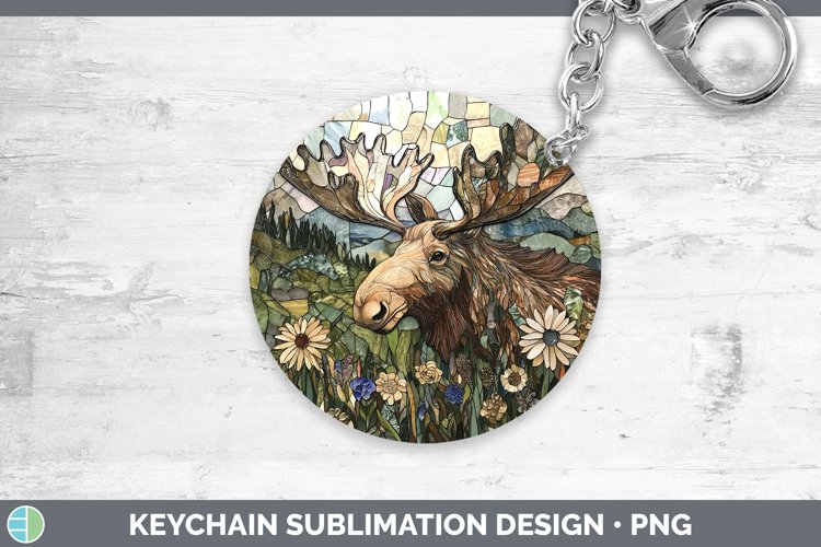 GorgeousStained Glass Woodland Keychain design.