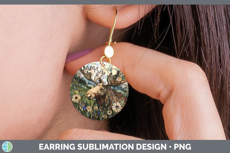 GorgeousStained Glass Woodland Round Earrings design.