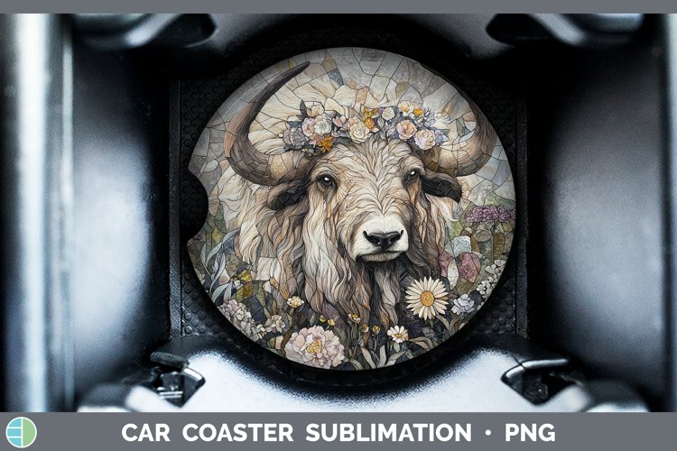 GorgeousStained Glass Woodland Car Coaster design.