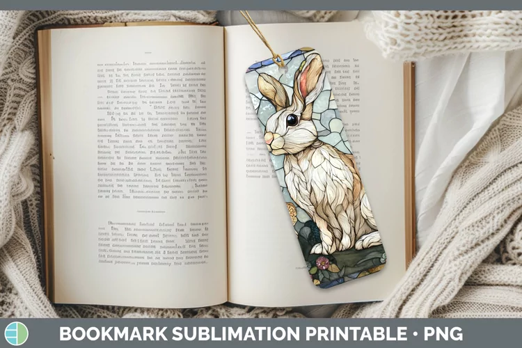 Stained Glass Woodland Snowshoe Hare Bookmark Sublimation Pr
