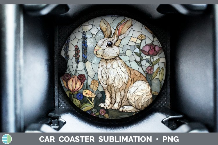 GorgeousStained Glass Woodland Car Coaster design.