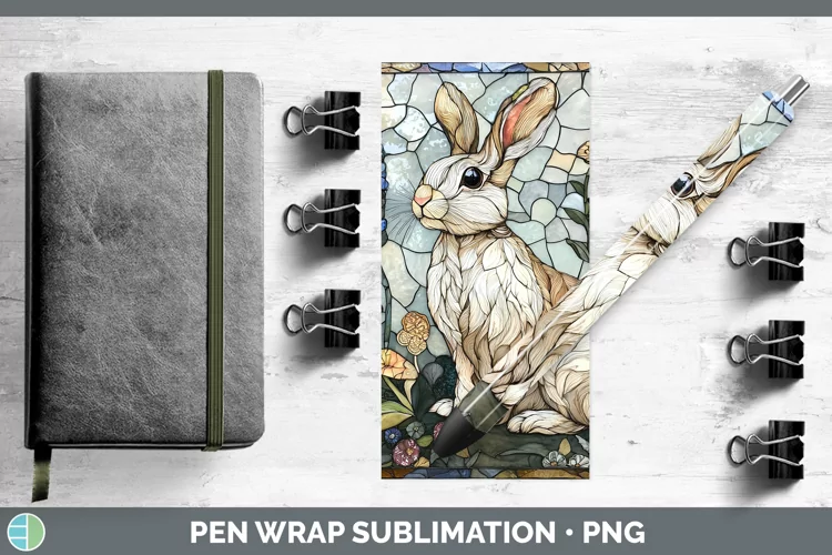 Stained Glass Woodland Snowshoe Hare Pen Wrap Sublimation Pe