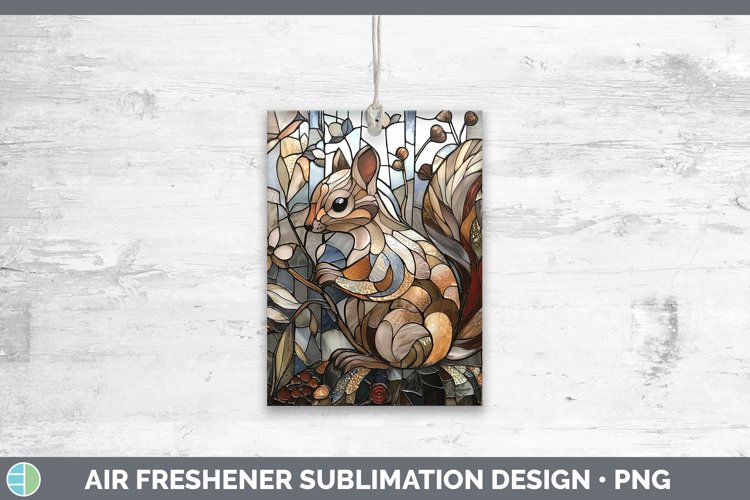 Stained Glass Woodland Squirrel Air Freshener Sublimation Ca