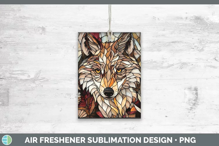 Stained Glass Woodland Wolf Air Freshener Sublimation Car Fr