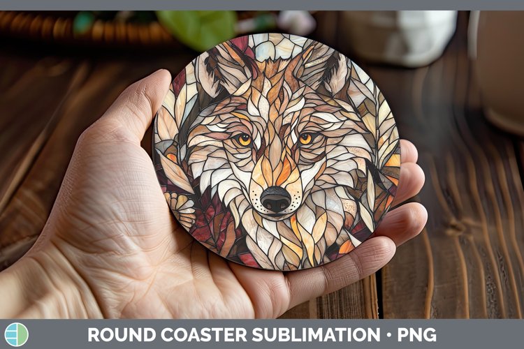 GorgeousStained Glass Woodland Round Coaster design.