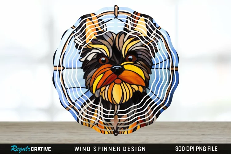 Stained Glass Yorkshire Terrier Dog Wind Spinner Sublimation