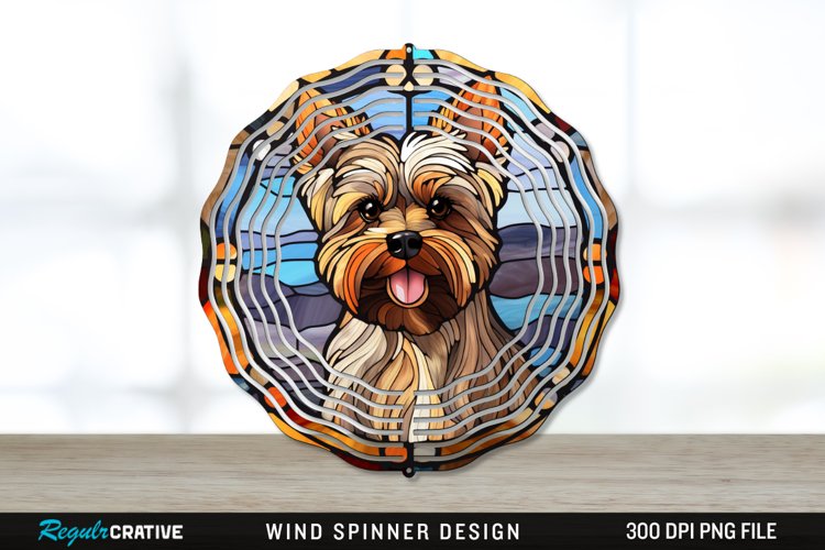 Stained Glass Yorkshire Terrier Dog Wind Spinner Sublimation example image 1