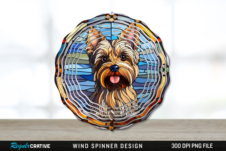 Stained Glass Yorkshire Terrier Dog Wind Spinner Sublimation example image 1