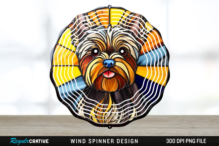 Stained Glass Yorkshire Terrier Dog Wind Spinner Sublimation example image 1