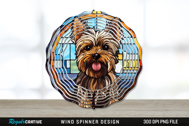 Stained Glass Yorkshire Terrier Dog Wind Spinner Sublimation example image 1