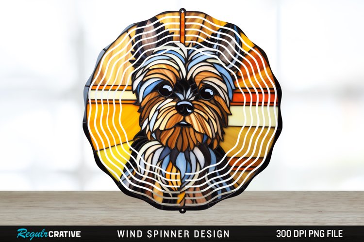Stained Glass Yorkshire Terrier Dog Wind Spinner Sublimation example image 1