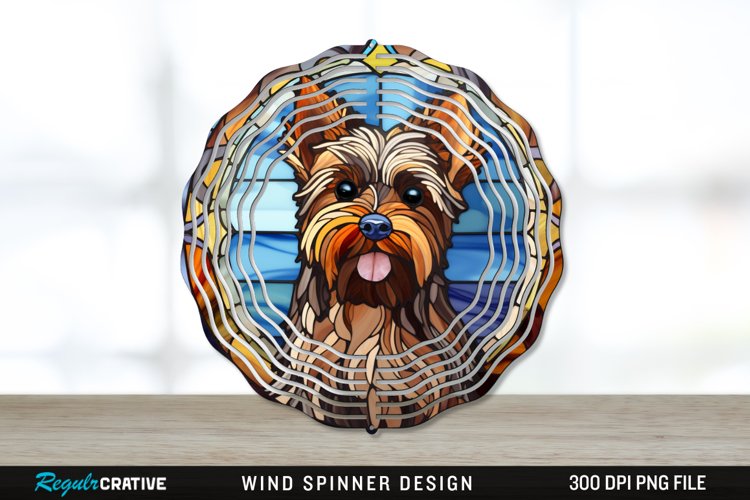 Stained Glass Yorkshire Terrier Dog Wind Spinner Sublimation example image 1