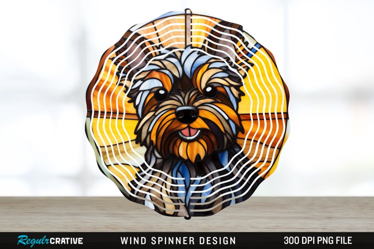 Stained Glass Yorkshire Terrier Dog Wind Spinner Sublimation example image 1