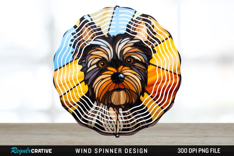 Stained Glass Yorkshire Terrier Dog Wind Spinner Sublimation example image 1
