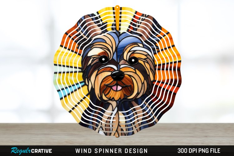 Stained Glass Yorkshire Terrier Dog Wind Spinner Sublimation example image 1