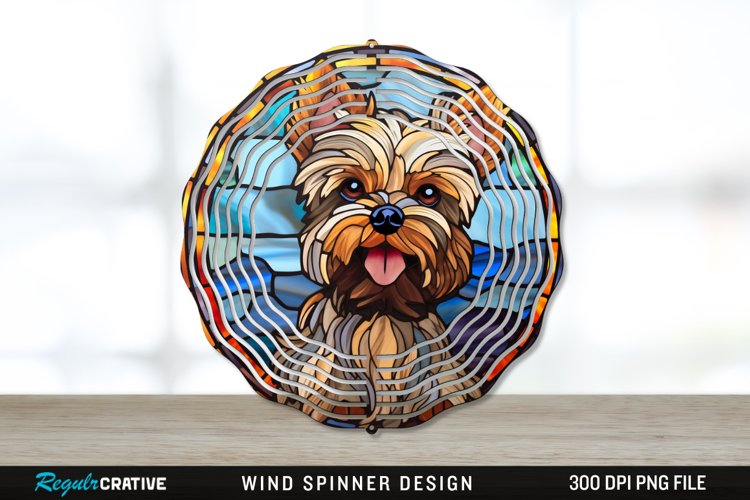 Stained Glass Yorkshire Terrier Dog Wind Spinner Sublimation example image 1