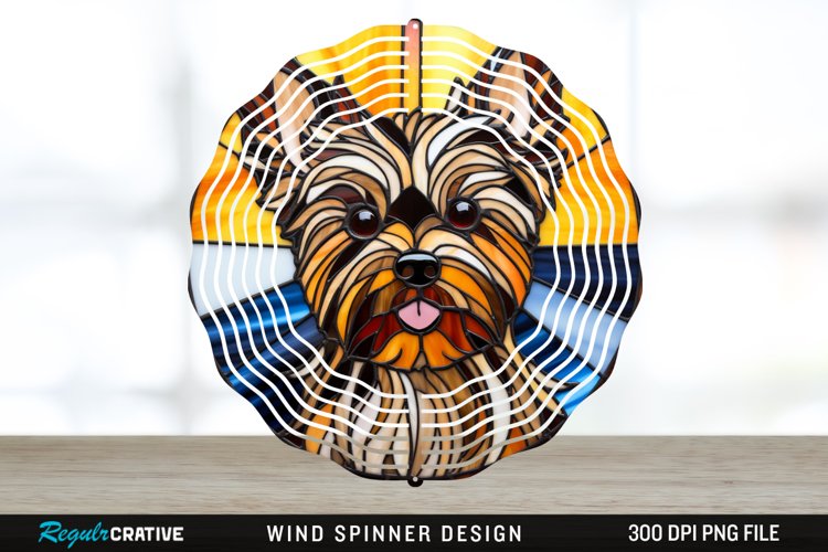 Stained Glass Yorkshire Terrier Dog Wind Spinner Sublimation example image 1