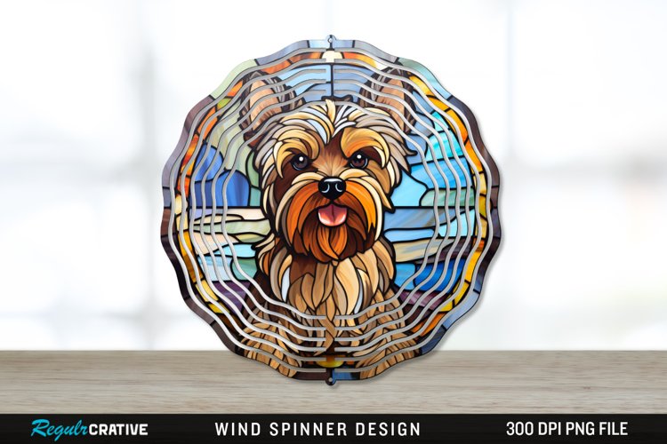 Stained Glass Yorkshire Terrier Dog Wind Spinner Sublimation example image 1
