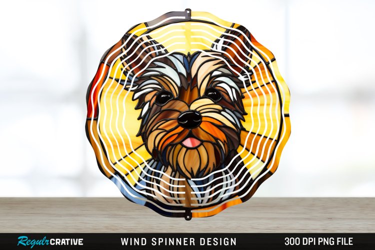 Stained Glass Yorkshire Terrier Dog Wind Spinner Sublimation example image 1