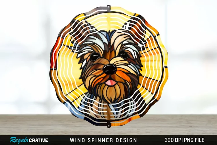 Stained Glass Yorkshire Terrier Dog Wind Spinner Sublimation