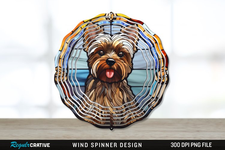 Stained Glass Yorkshire Terrier Dog Wind Spinner Sublimation example image 1