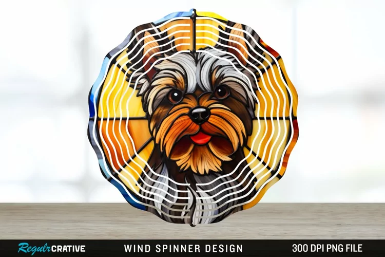Stained Glass Yorkshire Terrier Dog Wind Spinner Sublimation