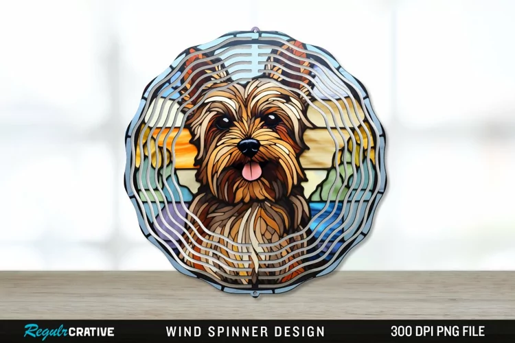Stained Glass Yorkshire Terrier Dog Wind Spinner Sublimation
